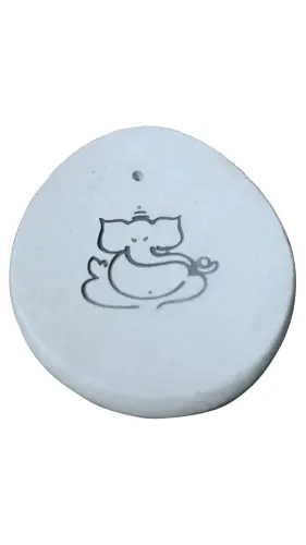 Product image of the product “White stone with Ganesha calligraphy as incense holder ”